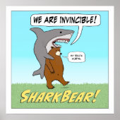 Funny Shark and Beer Invincible Square Poster (Voorkant)