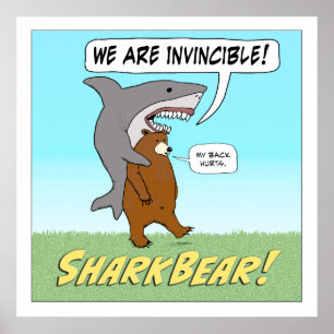 Funny Shark and Beer Invincible Square Poster