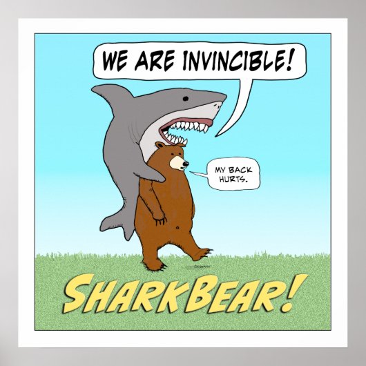 Funny Shark and Beer Invincible Square Poster (Voorkant)