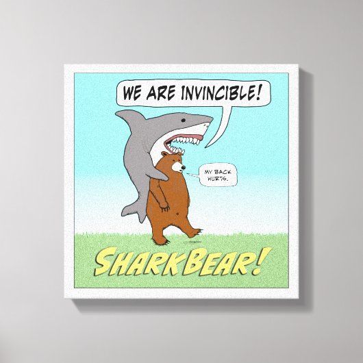 Funny Shark and Beer Invincible Wrapped Canvas Afdruk (Voorkant)