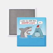 Funny Shark and Manatee Claus Christmas  Magnet (Recto/Verso)