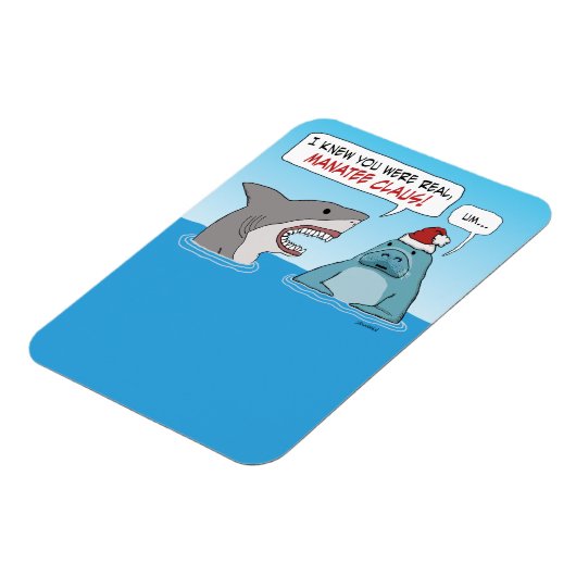 Funny Shark and Manatee Claus Kerstmis Magneet (Linkerzijde)