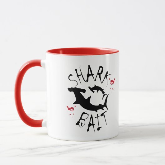 Funny Shark Bait Surfer Waarschuwing Mok (Links)