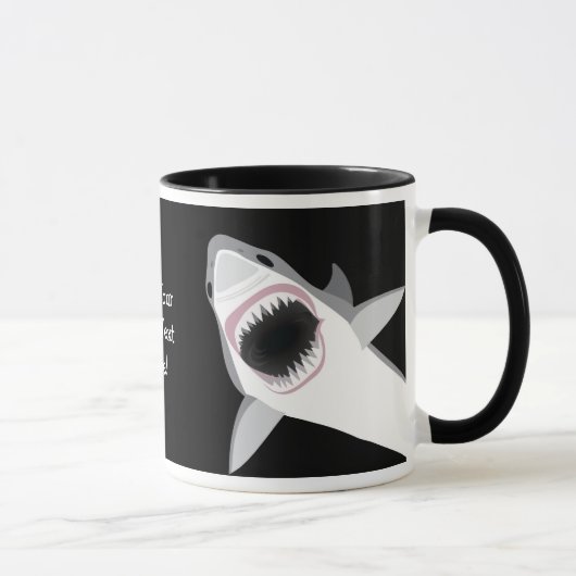 Funny Shark Bite / Shark Attack Custom Text Mok (Rechts)