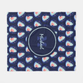 Funny Shark Boy Stars Navy Blue Nautical Monogram Fleece Deken (Voorkant (Horizontaal))