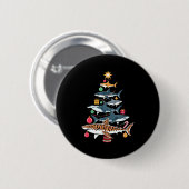 Funny Shark Christmas Tree  Ronde Button 5,7 Cm (Voorkant /achterkant)