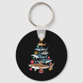 Funny Shark Christmas Tree  Sleutelhanger (Voorkant)