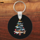 Funny Shark Christmas Tree  Sleutelhanger (Voorkant)