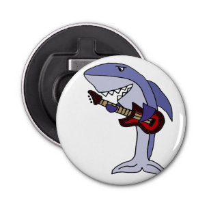 Funny Shark die Red Guitar speelt Button Flesopener