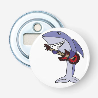 Funny Shark die Red Guitar speelt Button Flesopener