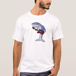Funny Shark die Red Guitar speelt T-shirt