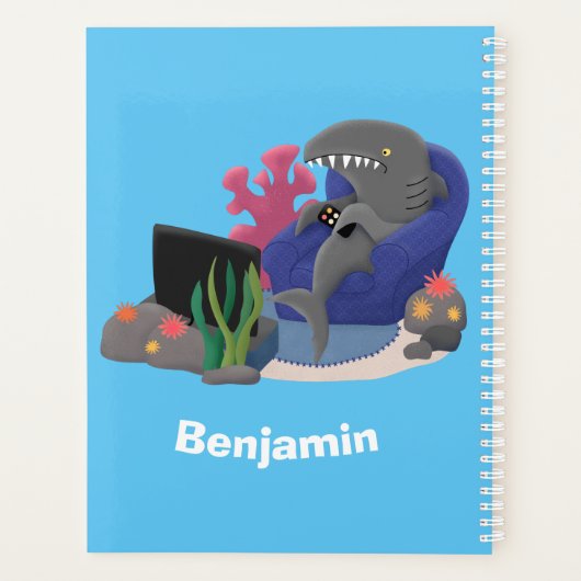 Funny shark die tv-cartoon bekijkt planner (Achterkant)