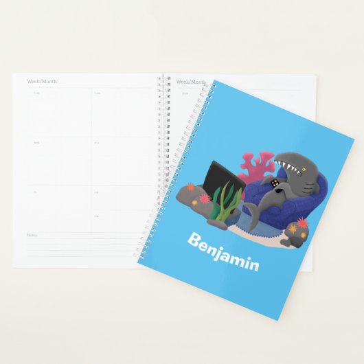 Funny shark die tv-cartoon bekijkt planner (Display)