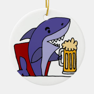 Funny Shark Drink Beer Keramisch Ornament
