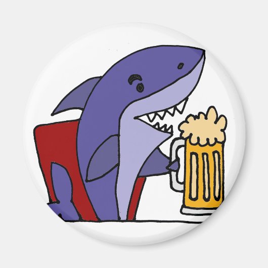 Funny Shark Drink Beer Magneet (Voorkant)