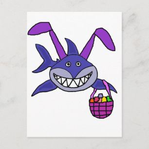 Funny Shark Easter Bunny Cartoon Feestdagenkaart