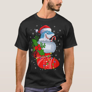 Funny Shark Fish in kerstsokken Santa Shark Xm T-shirt
