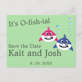 Funny Shark Fish Theme Weddenschap redt de datum Briefkaart