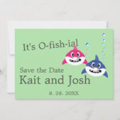 Funny Shark Fish Theme Weddenschap redt de datum Kaart (Voorkant)