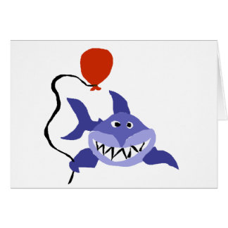 Funny Shark Holding Rode ballon