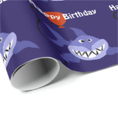 Funny Shark Holding Rode ballon Cadeaupapier (Rol Hoek)