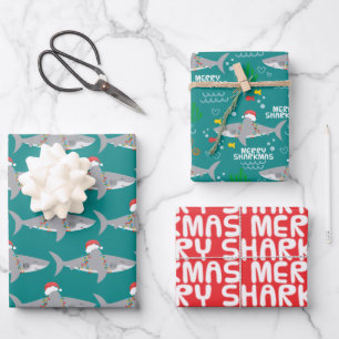 Funny Shark Kerstmis Inpakpapier Vel