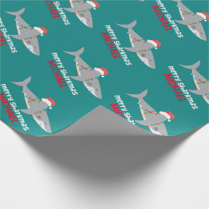 Funny Shark Kerstmis Naam Cadeaupapier