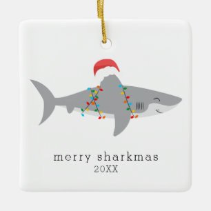 Funny Shark Merry Sharkmas Foto Keramisch Ornament