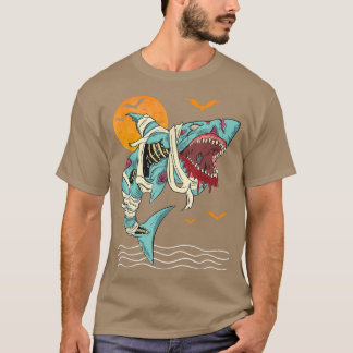 Funny Shark met Zombie Fan Halloween Costume Day T-shirt