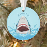 Funny Shark nom personnalisé ornement<br><div class="desc">Voir mon magasin pour plus d'objets de créatures marines.</div>
