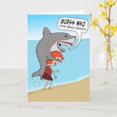 Funny Shark on Beach Carte d'anniversaire (Fleur jaune)