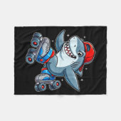 Funny Shark On Roller Skates Cute Cool Skater Anim Fleece Deken (Voorkant (Horizontaal))