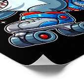 Funny Shark On Roller Skates Cute Cool Skater Anim Poster (Hoek)