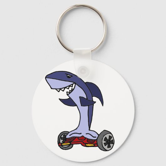 Funny Shark op Red Hoverboard Sleutelhanger (Voorkant)