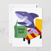 Funny Shark Reading Book over Populaire stranden Briefkaart (Voorkant / Achterkant)