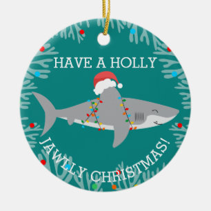 Funny Shark Round Ornaming met naam Keramisch Ornament