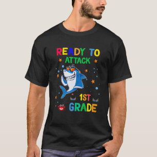 Funny Shark Student klaar om 1st Grade terug aan t T-shirt