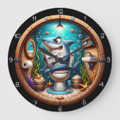 Funny Shark Toilet Grote Klok (Voorkant)