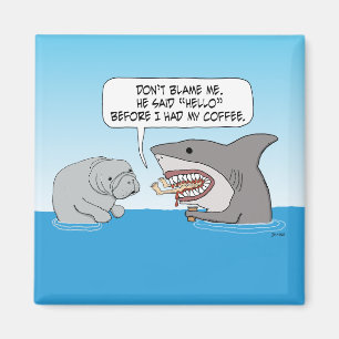 Funny Shark valt aan voordat je koffie Drink Magneet