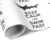 Funny Shark Warning - Houd kalm en snel zwemmen Cadeaupapier (Rol Hoek)