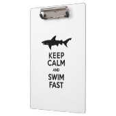 Funny Shark Warning - Houd kalm en snel zwemmen Klembord (Links)
