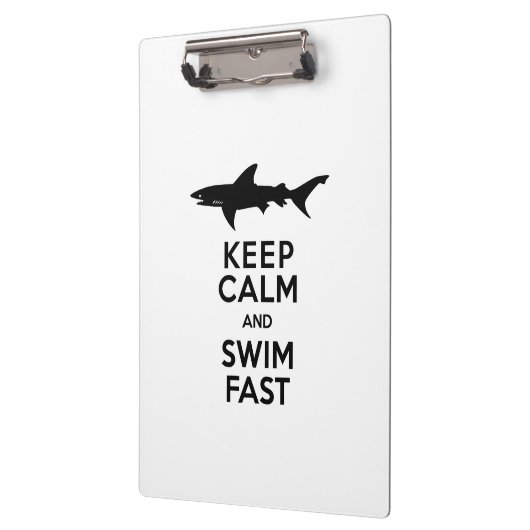 Funny Shark Warning - Houd kalm en snel zwemmen Klembord (Links)