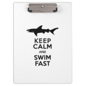 Funny Shark Warning - Houd kalm en snel zwemmen Klembord (Voorkant)