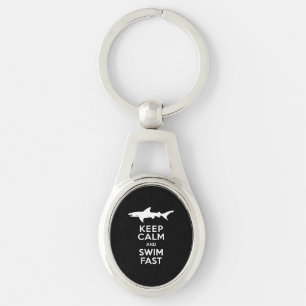Funny Shark Warning - Houd kalm en snel zwemmen Sleutelhanger