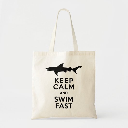 Funny Shark Warning - Houd kalm en snel zwemmen Tote Bag (Voorkant)