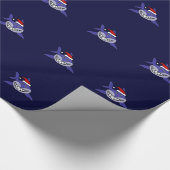 Funny Shark Wearing Santa Hat Kerstworp Cadeaupapier (Hoek)