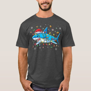 Funny Shark Xmas licht kerstmis Mannen T-shirt