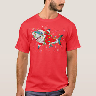 Funny Shark Xmas Licht Kerstmis T-shirt