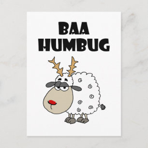 Funny Sheep Bah Humbug Kerstmis Cartoon Briefkaart