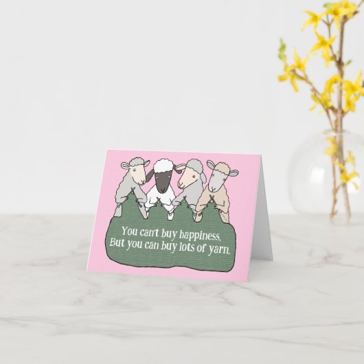 Funny Sheep breit Yarn Cute Knitter Birthday Kaart (Gele Bloem)